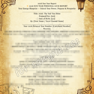 2026 Personalized Sun Report based on TAROT- ASTROLOGY- NUMERLOGY (Digital PDF)