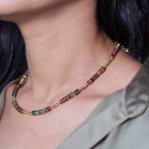 RARE Rainbow Tourmaline Necklace & Bracelet - 2 in One